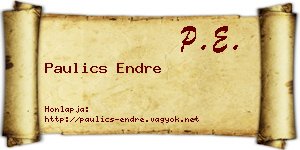 Paulics Endre névjegykártya
